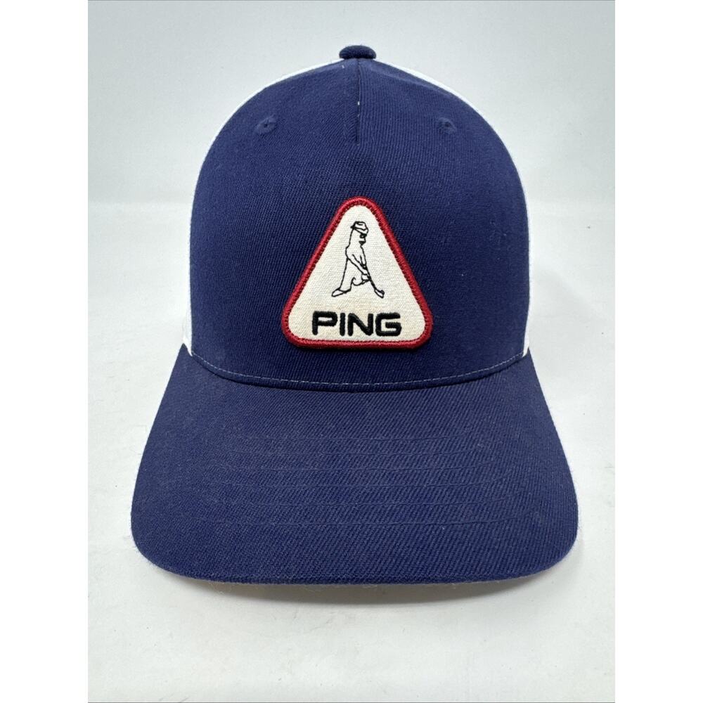 Ping Cap Hat Snapback Mr. Ping Pingman‎ Patch Navy White Flexfit Tech